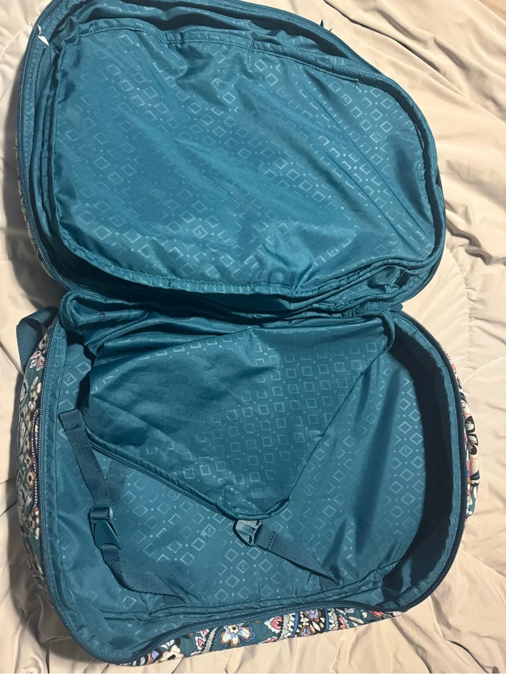Vera Bradley Teal Paisley Quilted Backpack with Multicolor Accents - Picture 5 of 7